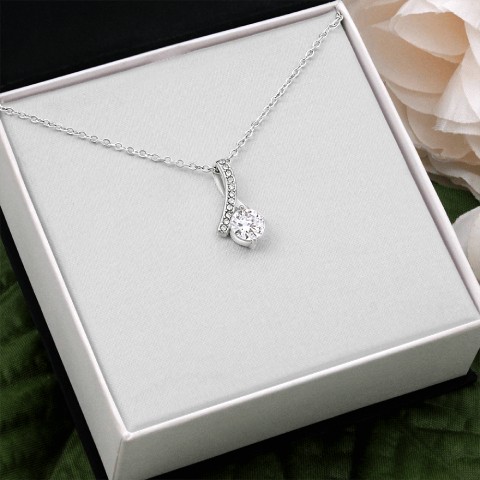 "To My Wife, Be strong because things will get better. It might be stormy now, but it can't rain forever." Alluring Beauty necklace, 14k white gold finish or 18k yellow gold finish over stainless steel. Shop now at Emporium Discounts