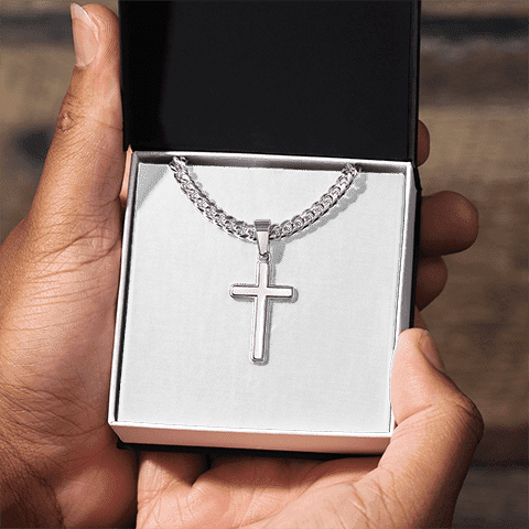 Greatest Gift - Artisan Cross Necklace on Cuban Chain