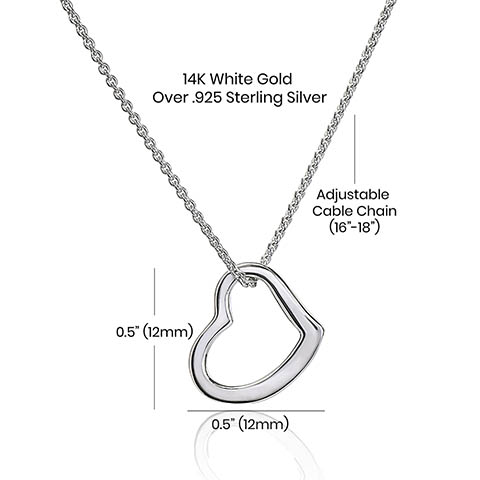 Imagine Mom's delight when she sees this beautiful Delicate Heart Necklace, lovingly crafted in sterling silver and dipped in 14k white gold or 18k yellow gold for added luxury. This piece is pure elegance wrapped up in timeless simplicity. Trends may come and go, but this piece will last a lifetime with its classic subtle beauty.