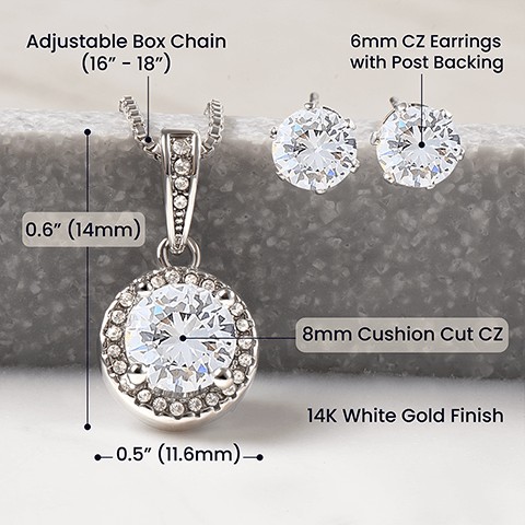 Eternal Hope Necklace and Cubic Zirconia Earring Set is an eye catching pair that can be worn together or separately, adding sparkle and elegance