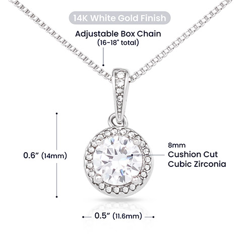 dazzling Eternal Hope Necklace features a cushion cut center cubic zirconia that will sparkle with every step. The center crystal is adorned with equally brilliant CZ crystals, ensuring a stunning look every wear. Wow her by gifting her an accessory that will pair with everything in her wardrobe!