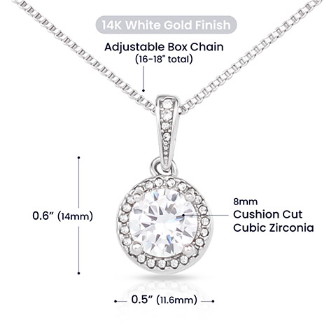 Surprise your loved one with a timeless and elegant gift. Our dazzling Eternal Hope Necklace features a cushion cut center cubic zirconia that will sparkle with every step. The center crystal is adorned with equally brilliant CZ crystals, ensuring a stunning look every wear. Wow her by gifting her an accessory that will pair with everything in her wardrobe!