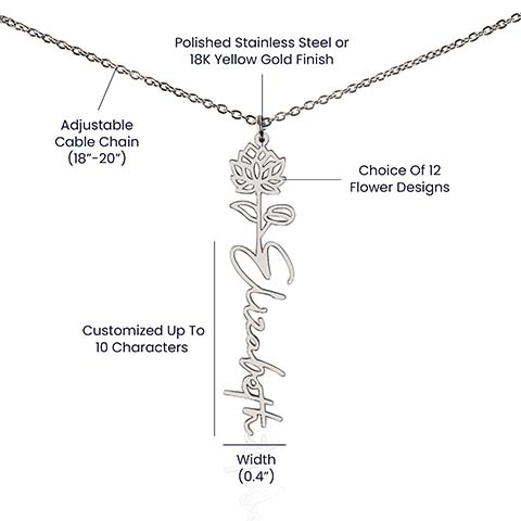 Personalized Birth Month Flower Necklace