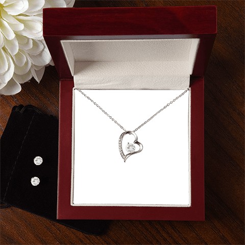 Give your loved one a gift that will make their heart swell! The Forever Love Necklace and Cubic Zirconia Earring Set is sure to do the trick. This necklace and earring pairing provides dazzling sparkle when worn together or separately, and is perfect for any occasion! Do not miss out on this special offering!