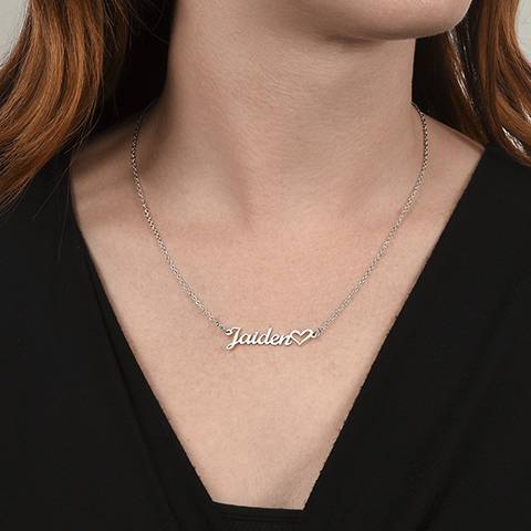 Happy 17th Birthday Gift For Her | Personalized Heart Name Necklace