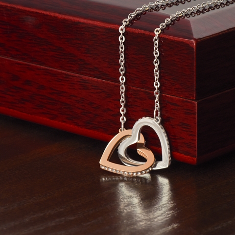 Beautiful Young Woman Interlocking Hearts Necklace