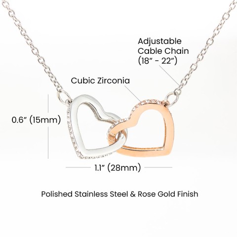 Give her the gift that symbolizes your never-ending love. Featuring two lovely hearts embellished with cubic zirconia crystals, this Interlocking Hearts necklace is the perfect accessory for everyday wear. Whether it's a memorable anniversary or a special birthday, make sure to dazzle your special someone by gifting them this stunning necklace.